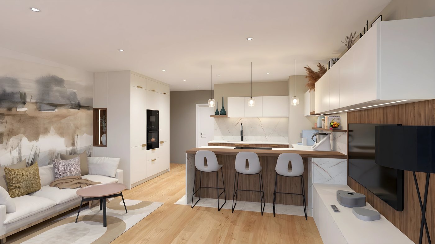 Pièce de vie 25m² optimisée — Atelier Genèse