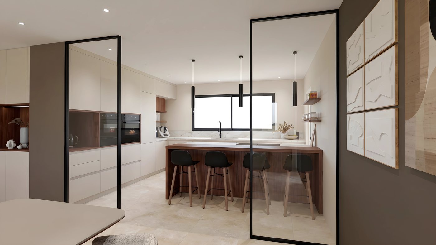 Cuisine avec verrière RDC complet — Atelier Genèse